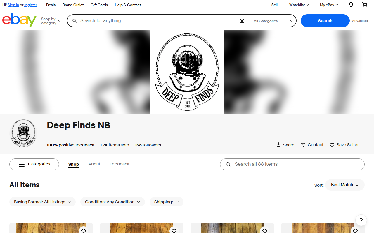 Deep Finds website preview