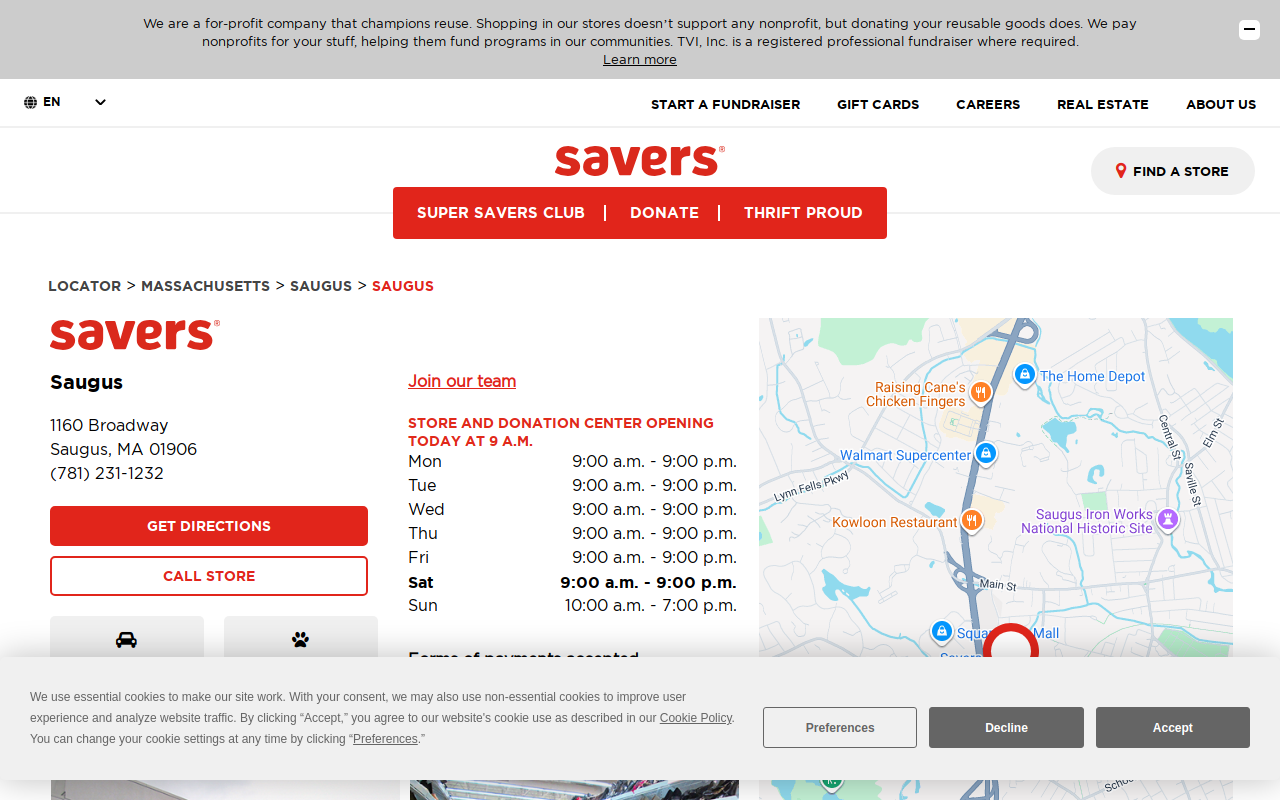 Savers website preview