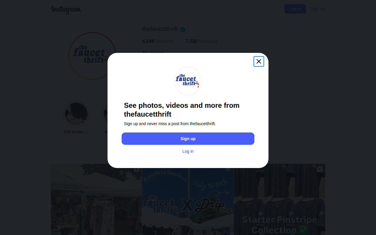 The Faucet Thrift website preview