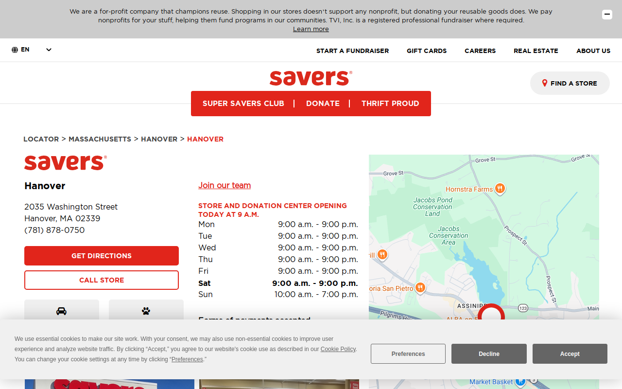 Savers website preview