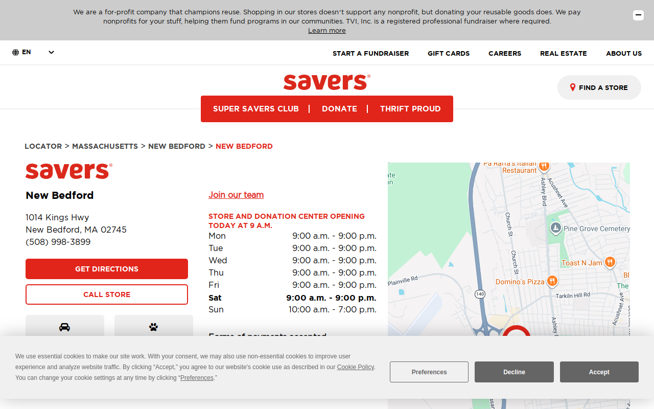 Savers website preview