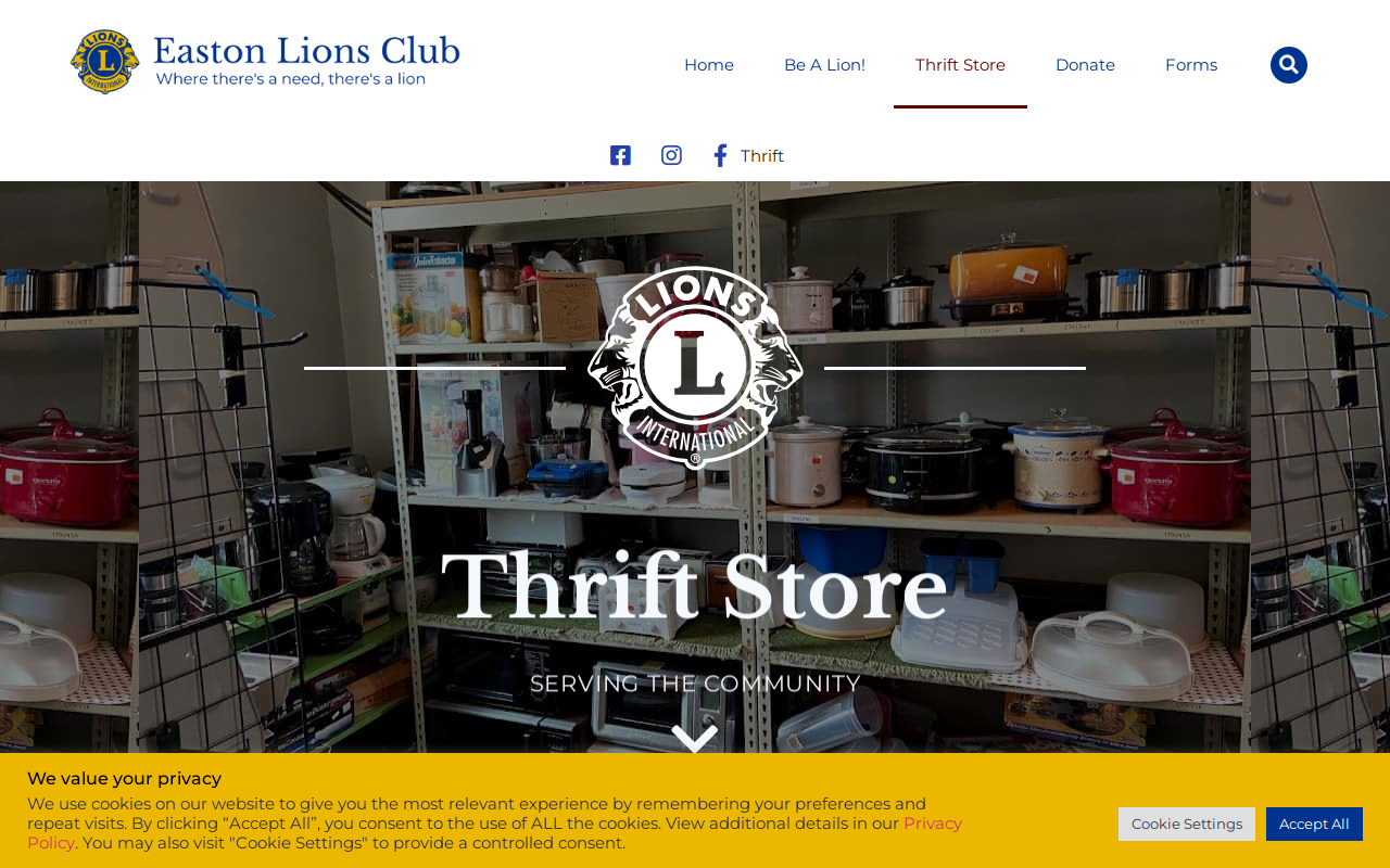 Easton Lions' Thrift Store website preview