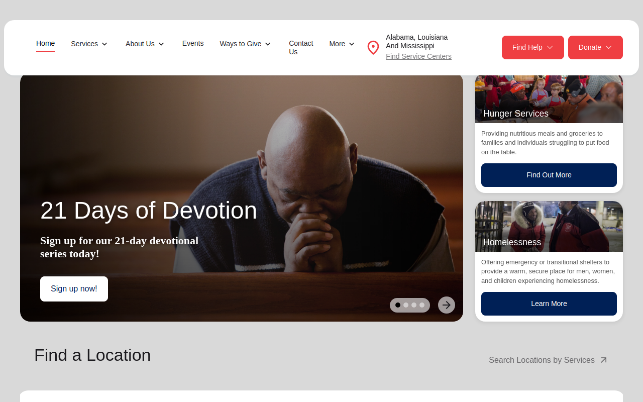 The Salvation Army website preview
