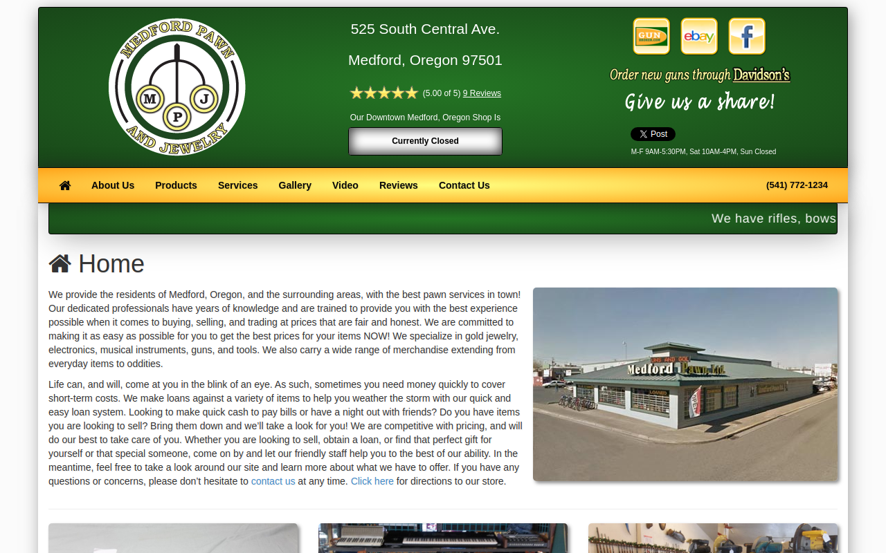 Medford pawn website preview