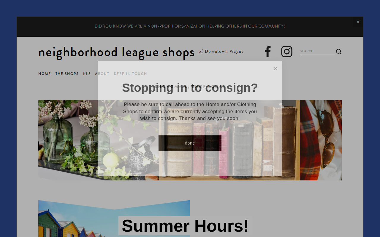 Neighborhood League Clothing Shop website preview