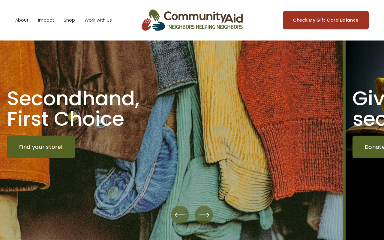Community Aid Thrift Store website preview