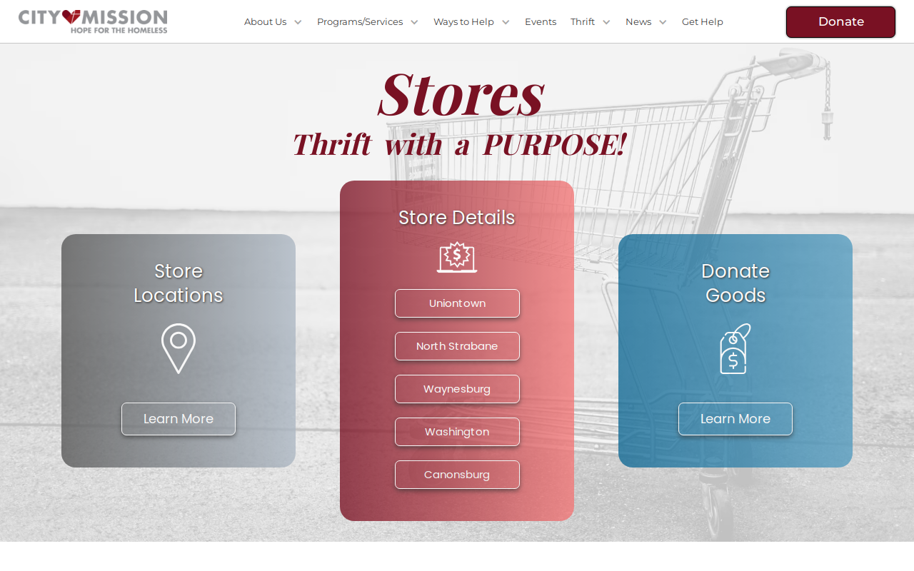 City Mission Thrift Store website preview