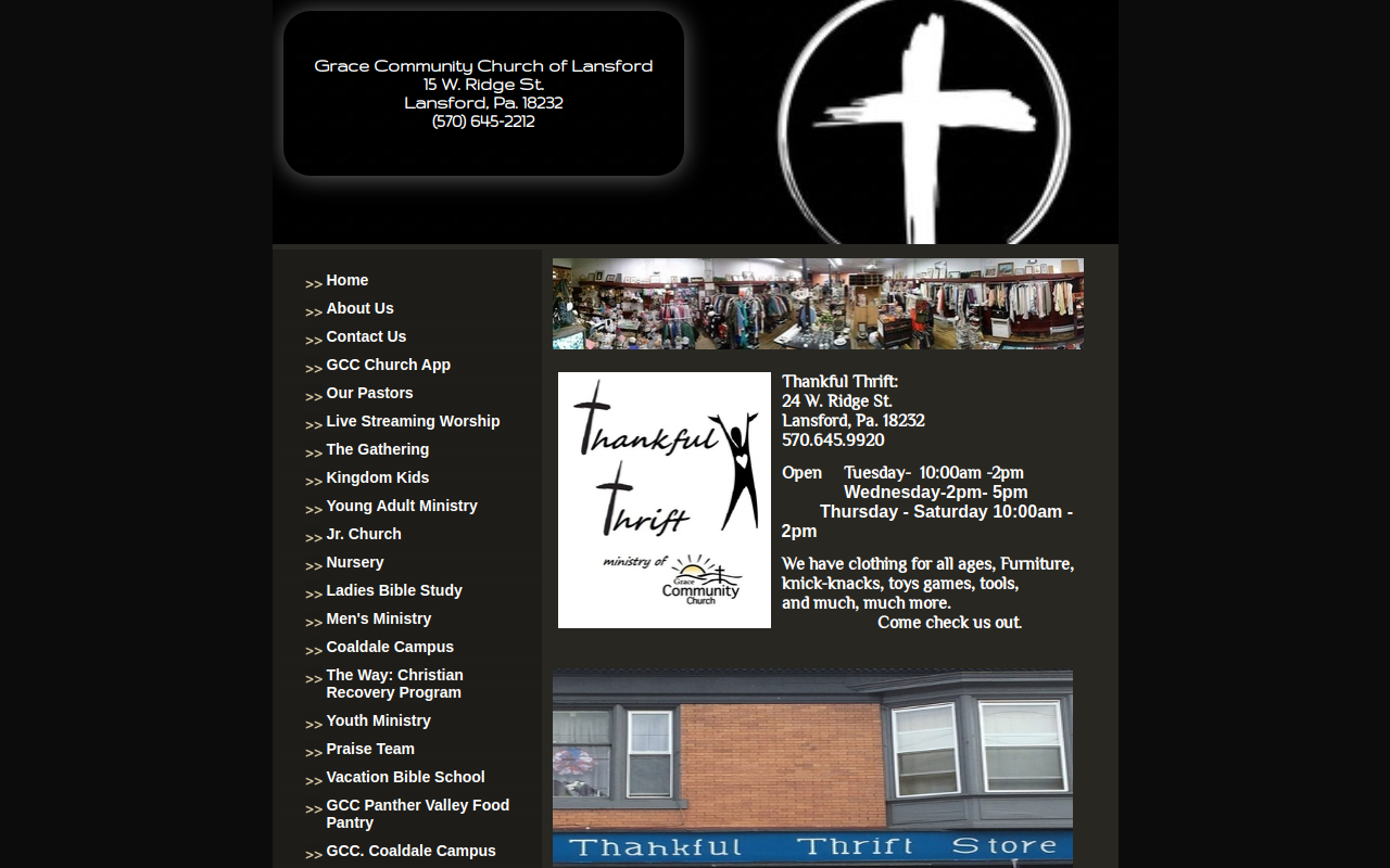 Thankful Thrift Store website preview