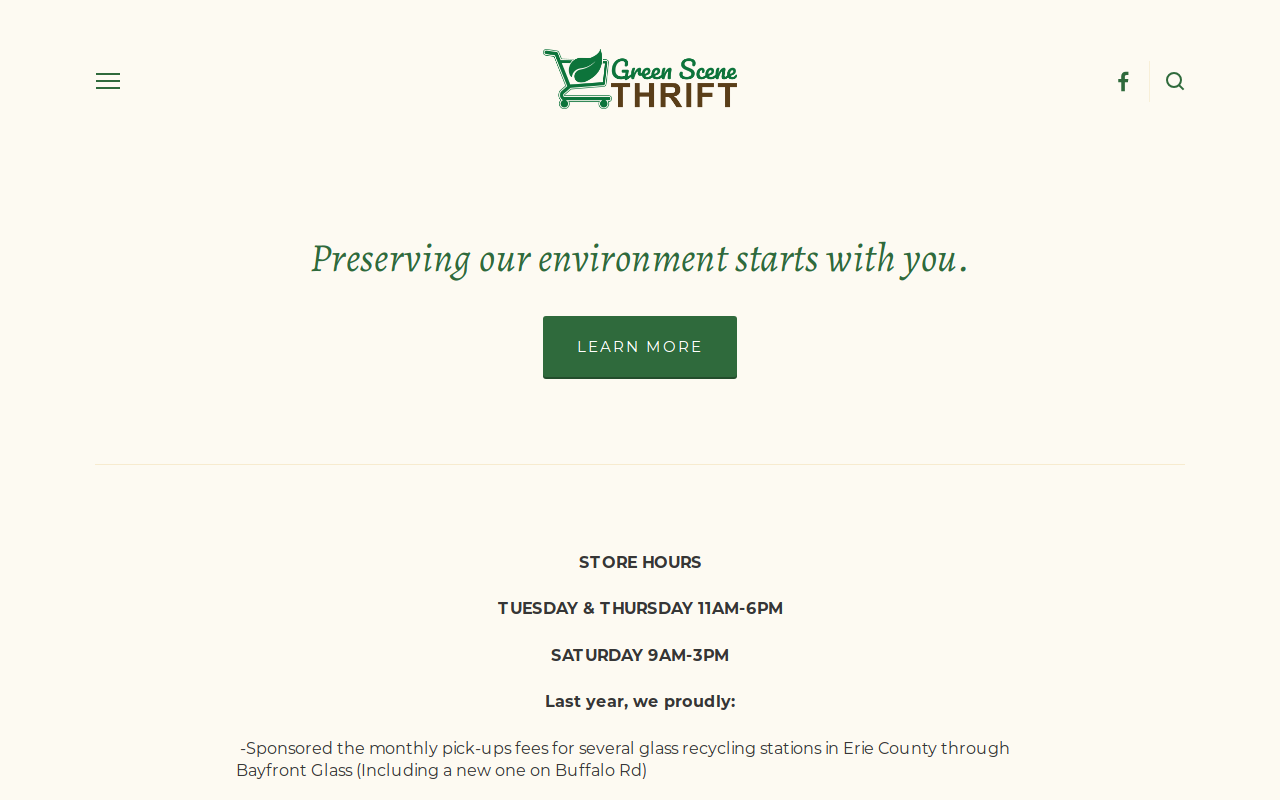 Green Scene Thrift Store website preview
