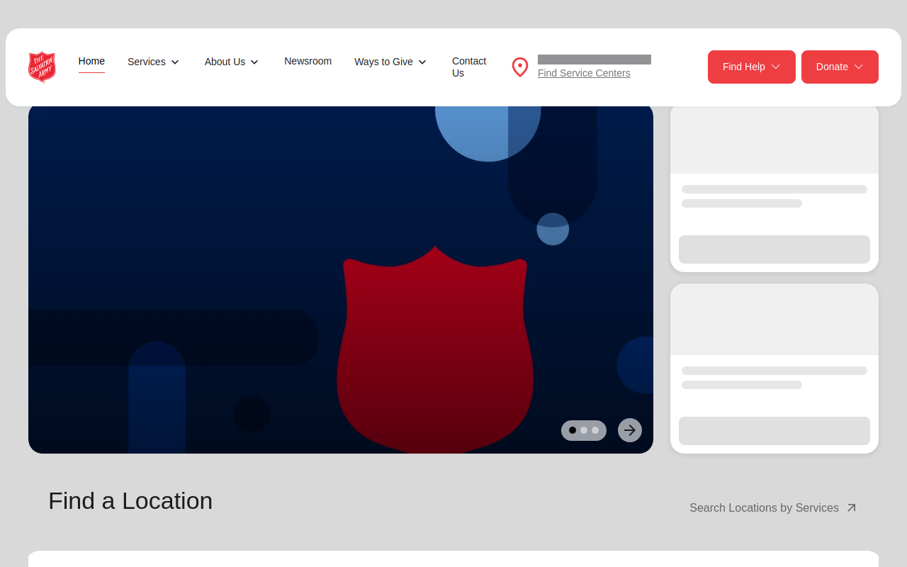 The Salvation Army website preview