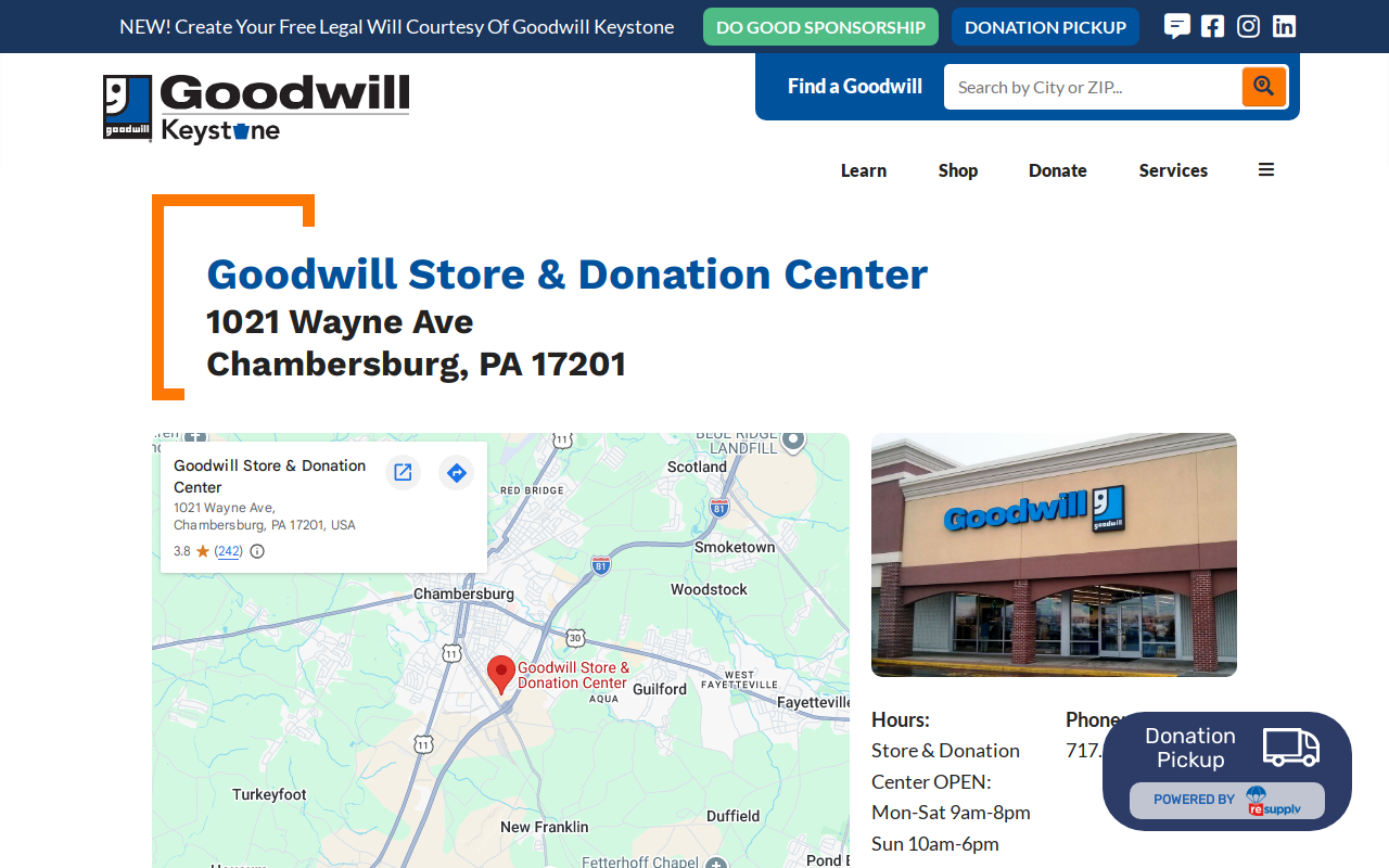 Goodwill Store and Donation Center website preview