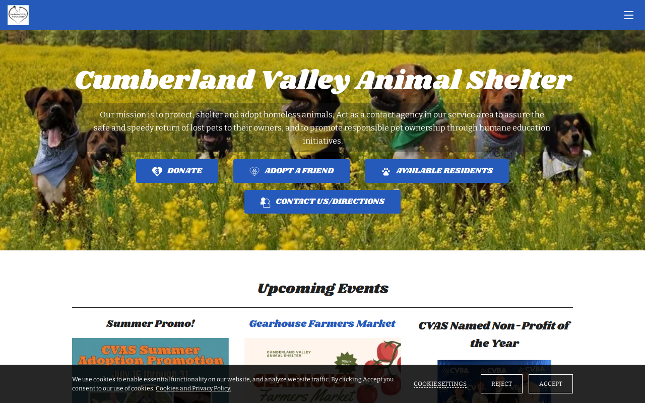 Cumberland Valley Animal Shelter Thrift Store website preview