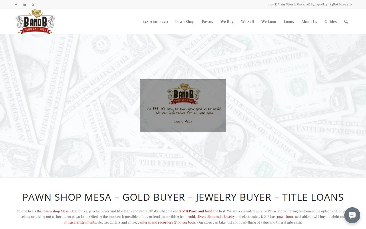 B & B Pawn & Gold website preview
