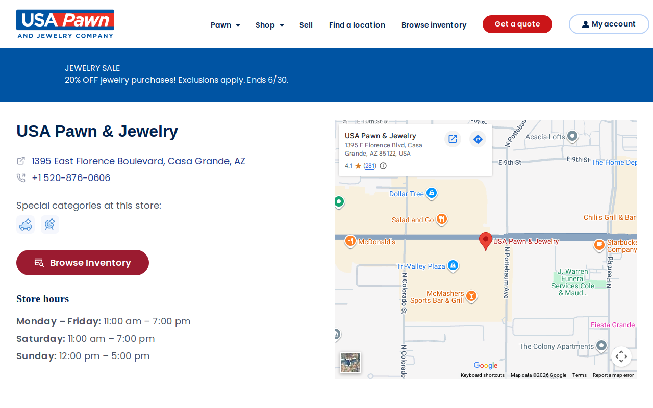 USA Pawn and Jewelry website preview
