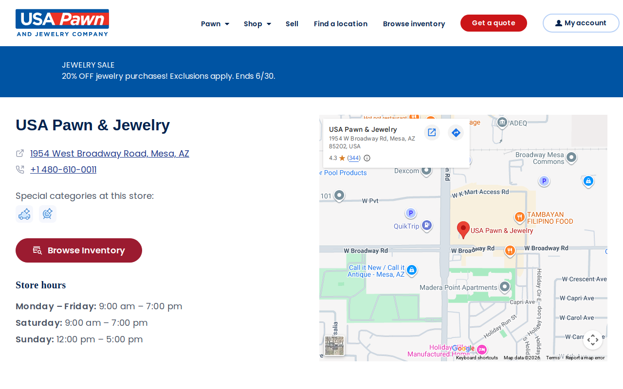 USA Pawn and Jewelry website preview