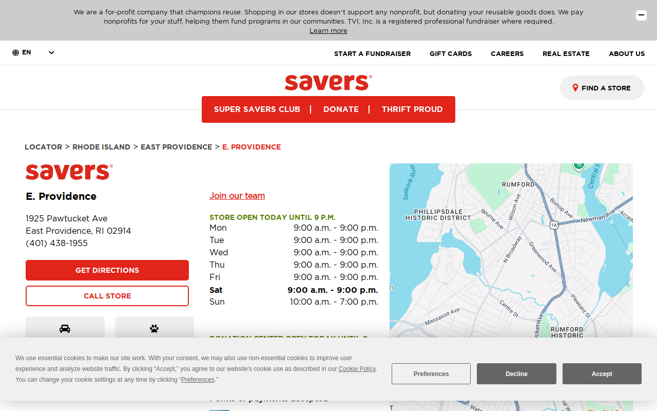 Savers website preview
