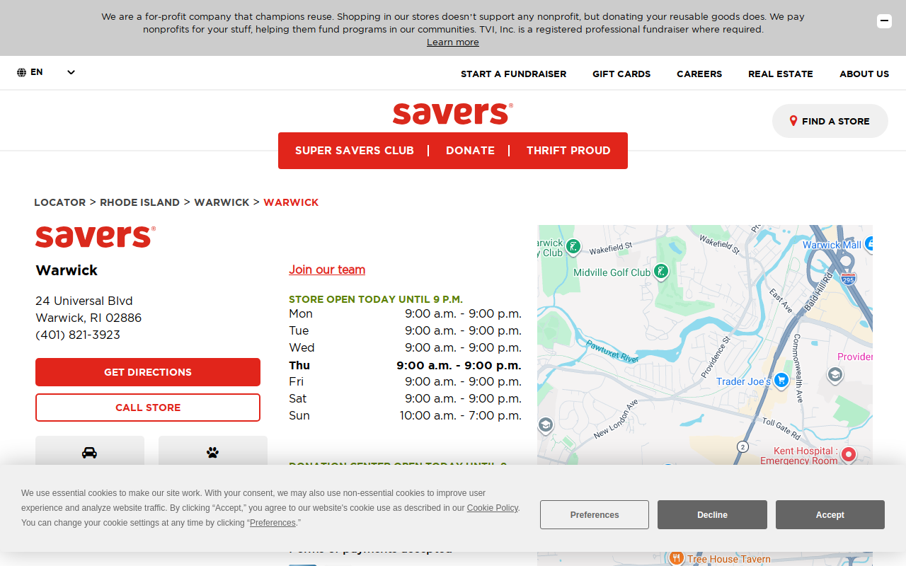 Savers website preview