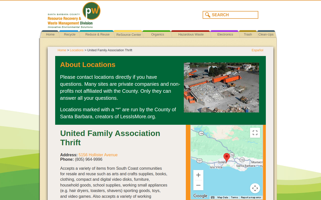 United Family Association Thrift Shoppe website preview