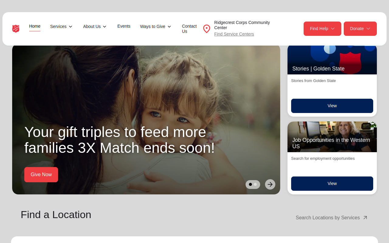 The Salvation Army website preview