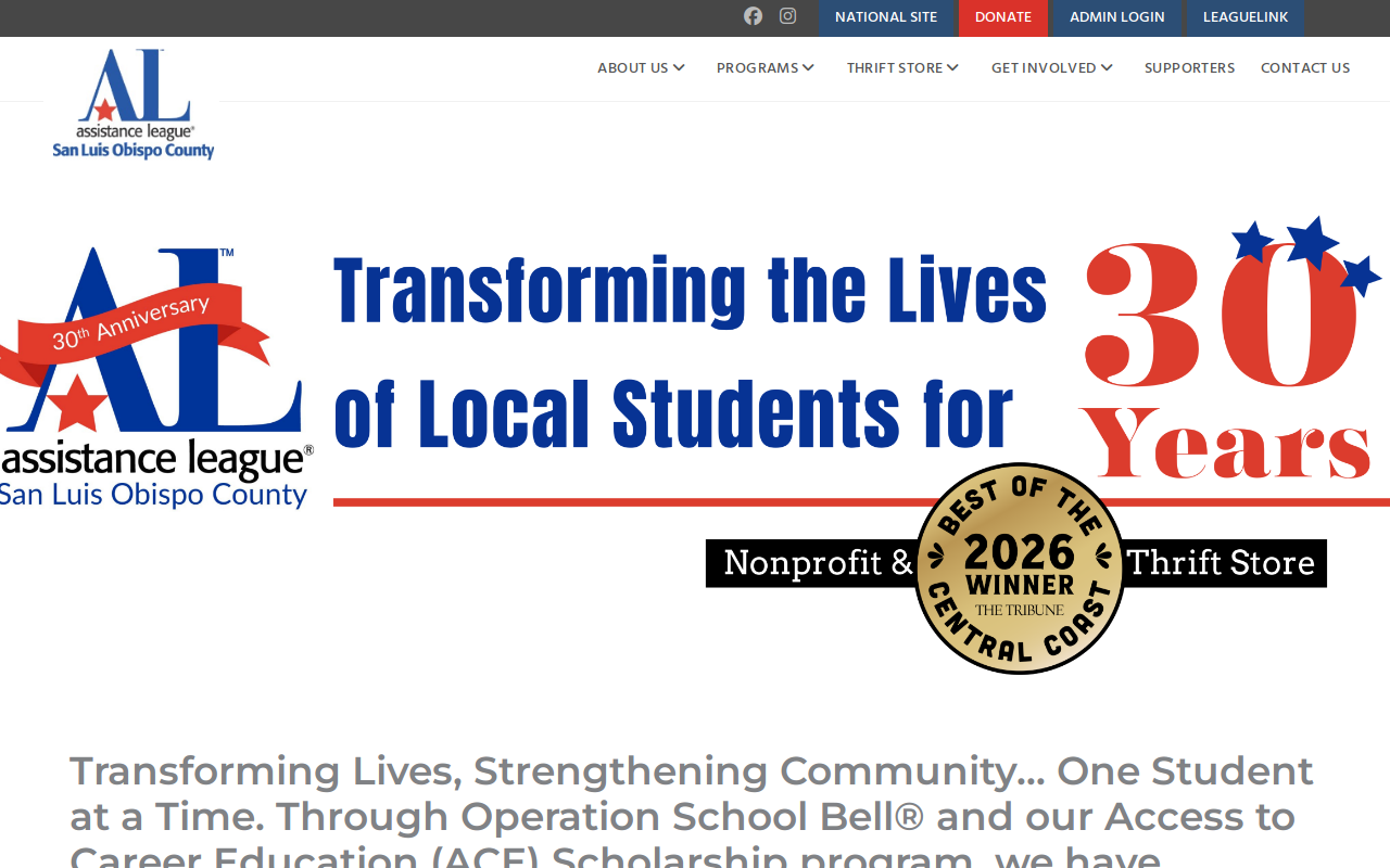 Assistance League of San Luis Obispo County website preview