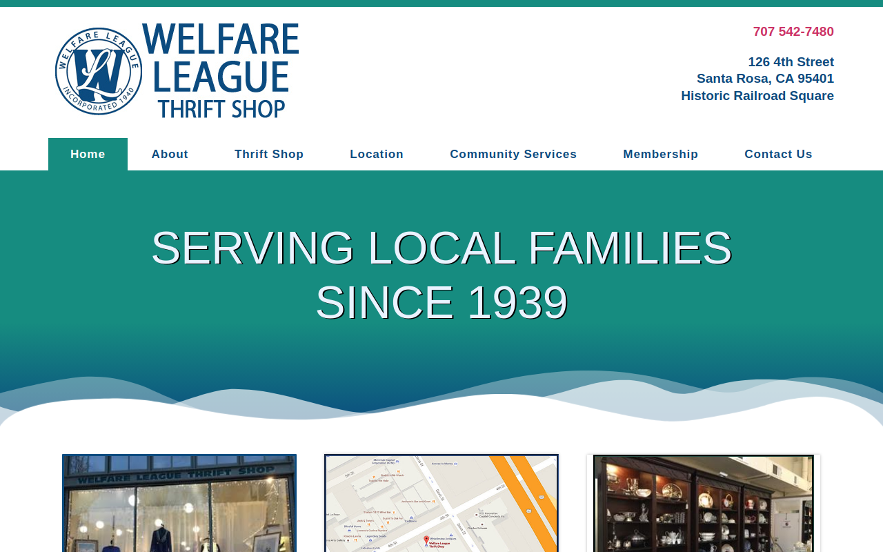 Welfare League Thrift Shop website preview