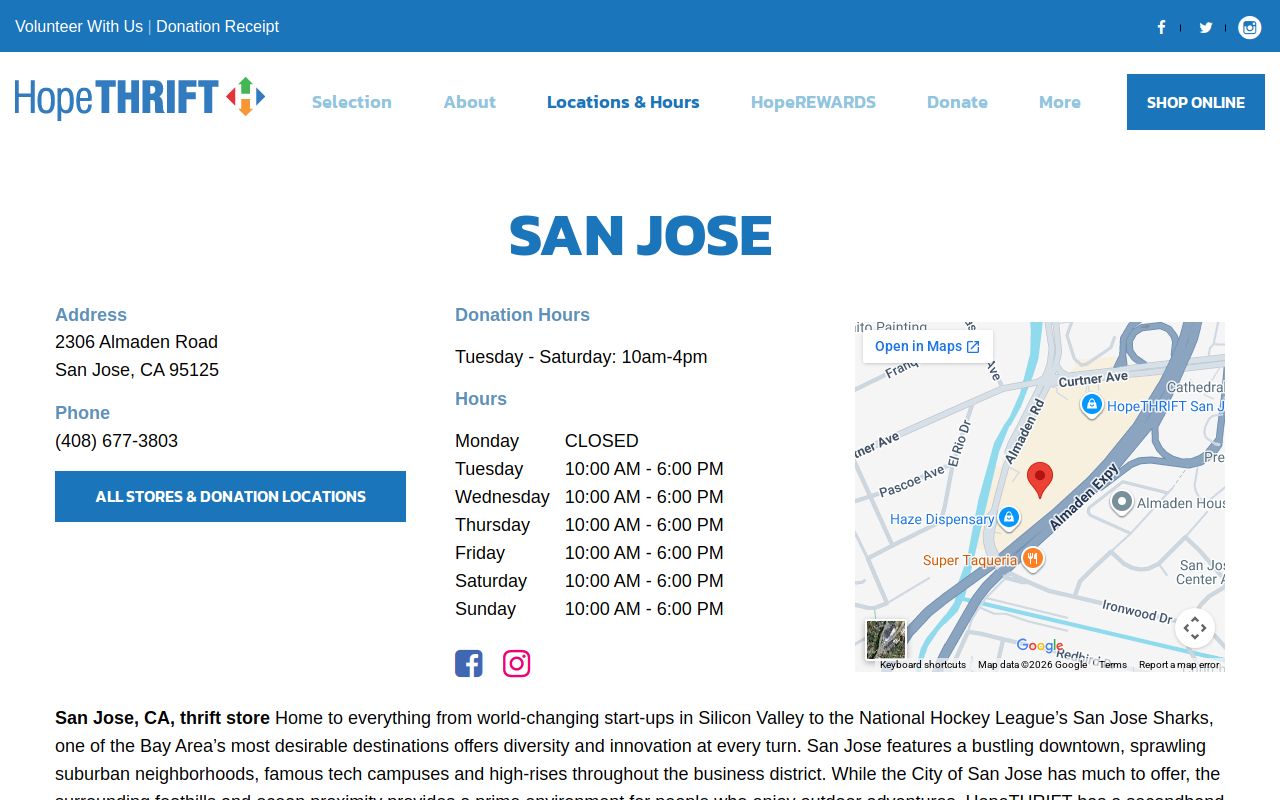 Hope Thrift website preview
