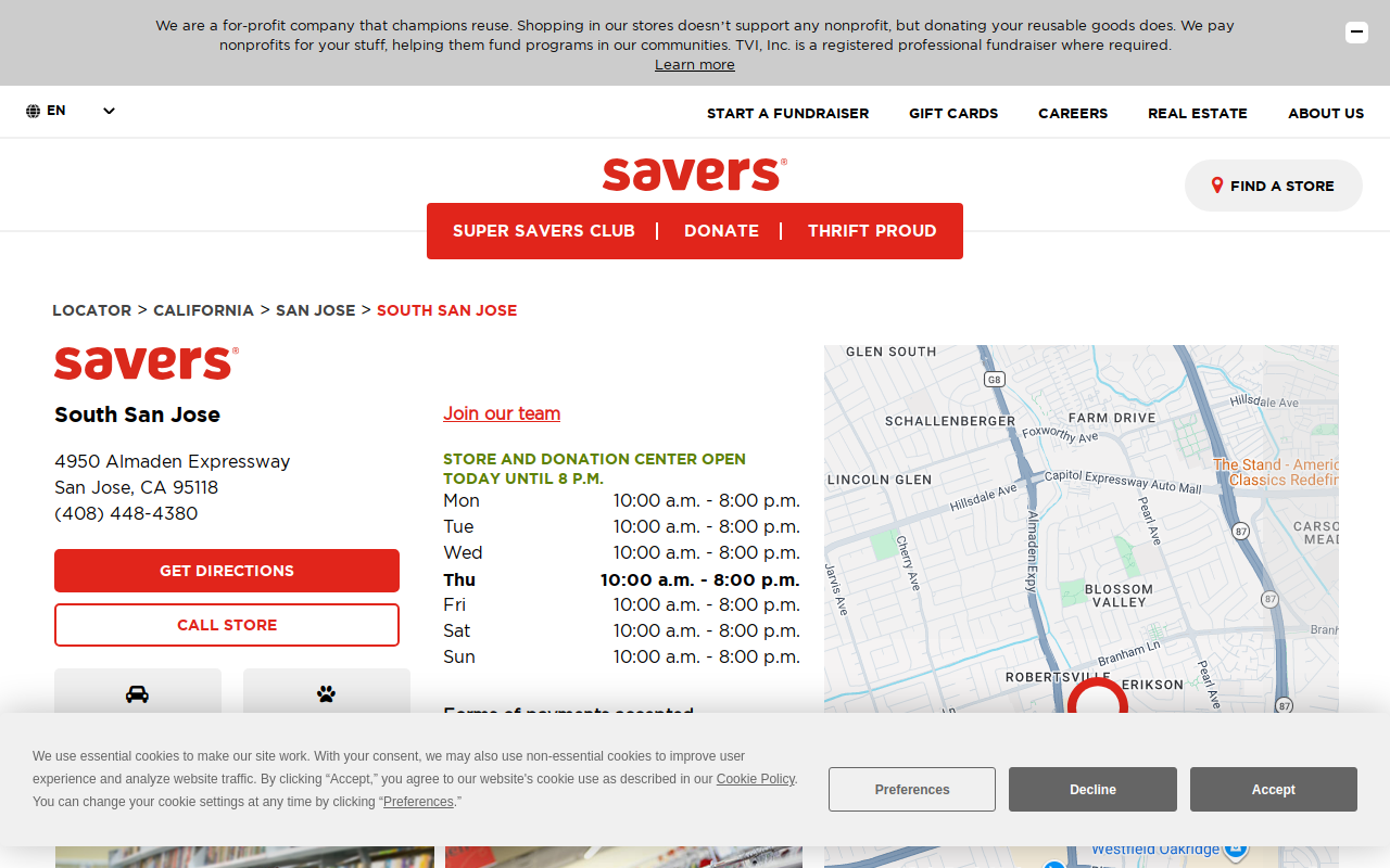 Savers website preview