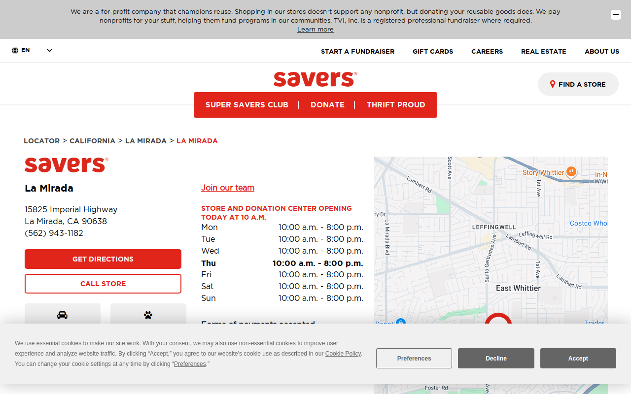 Savers website preview