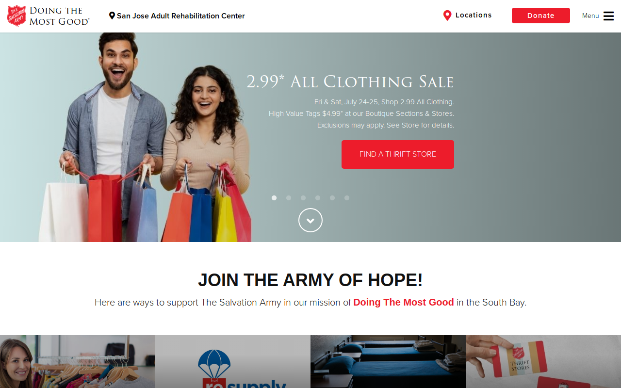 The Salvation Army Family Store website preview