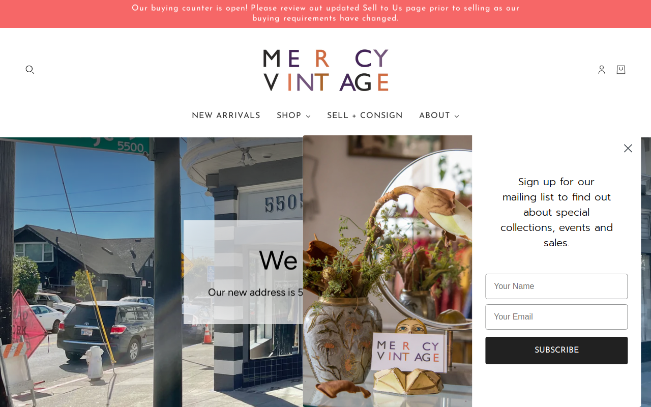 Mercy Vintage website preview