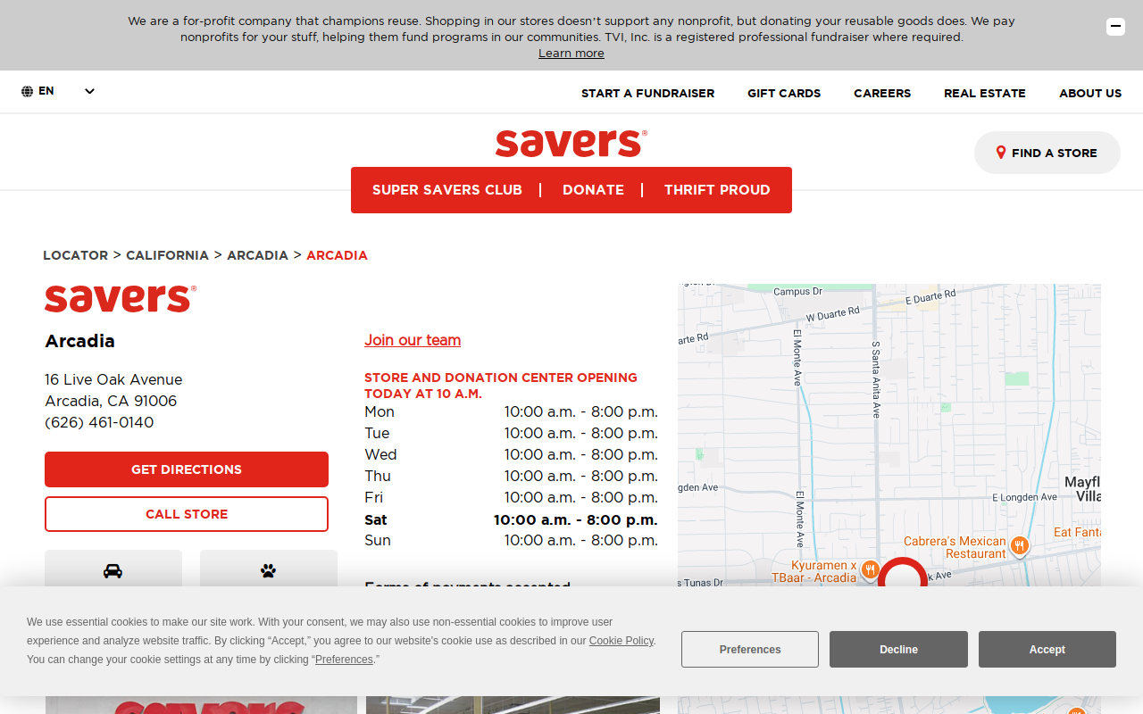 Savers website preview