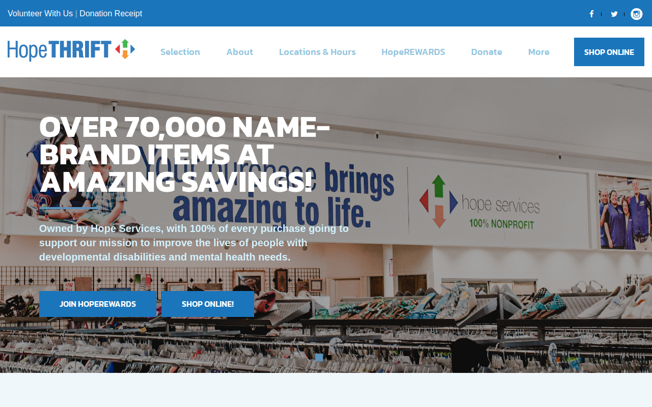 Hope Thrift website preview