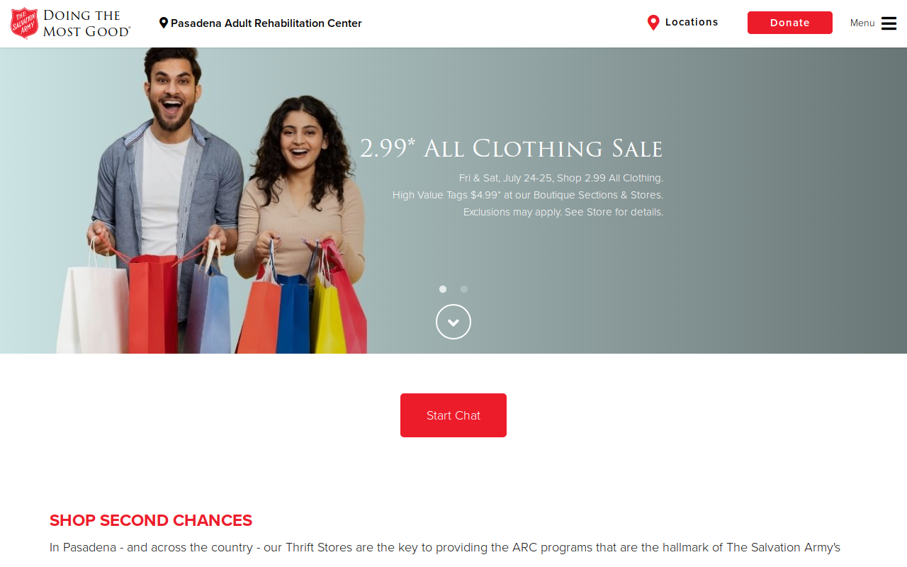 The Salvation Army website preview