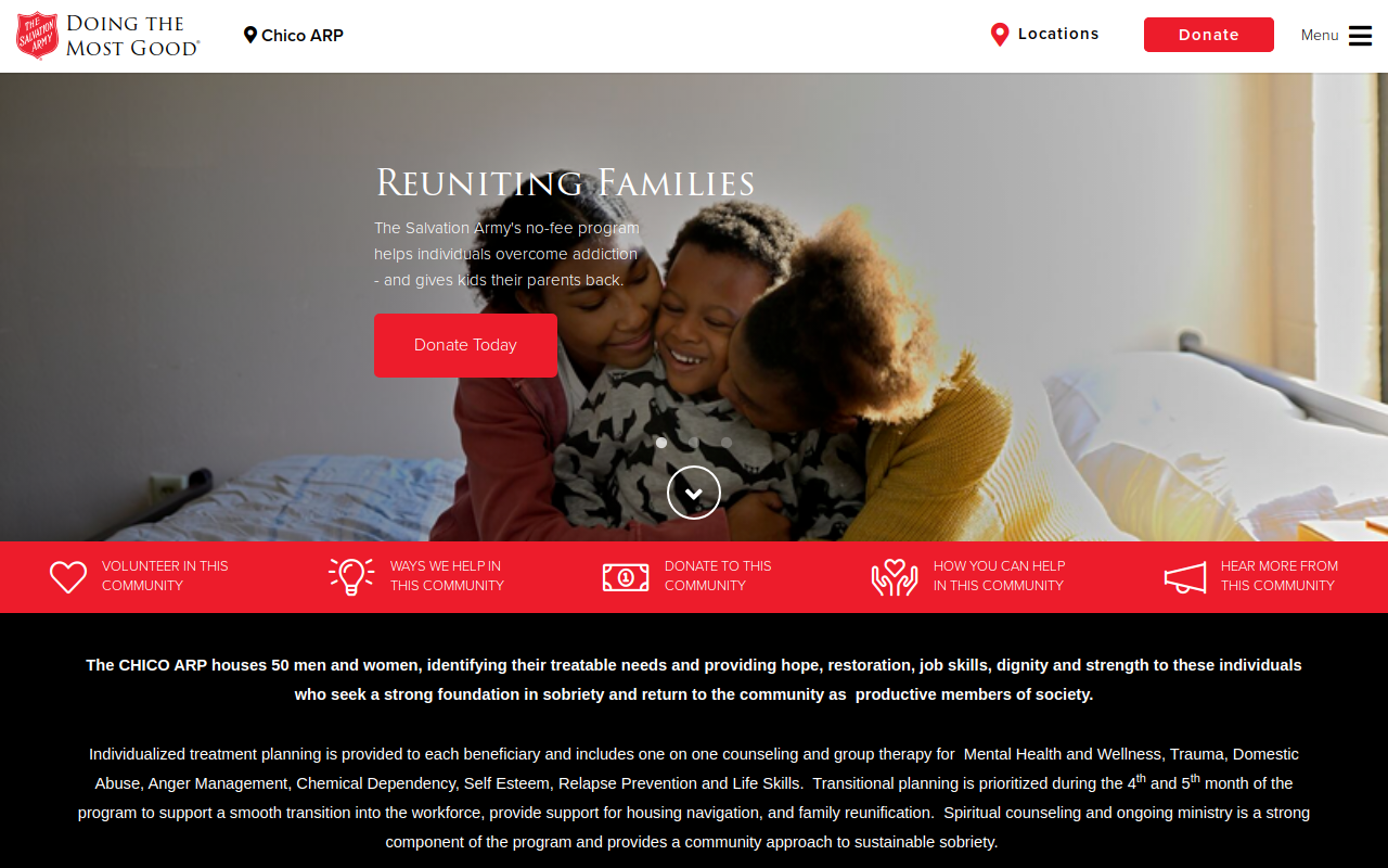 The Salvation Army website preview
