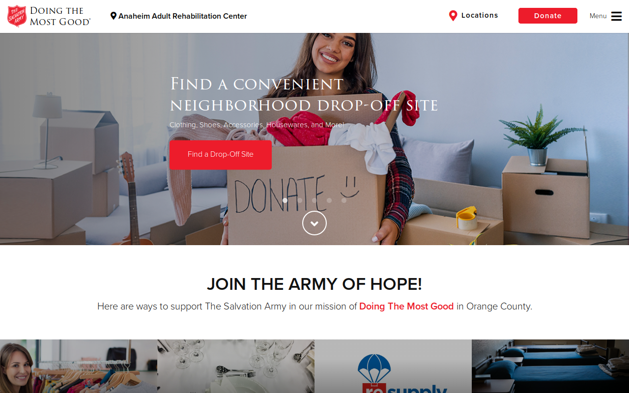 The Salvation Army website preview
