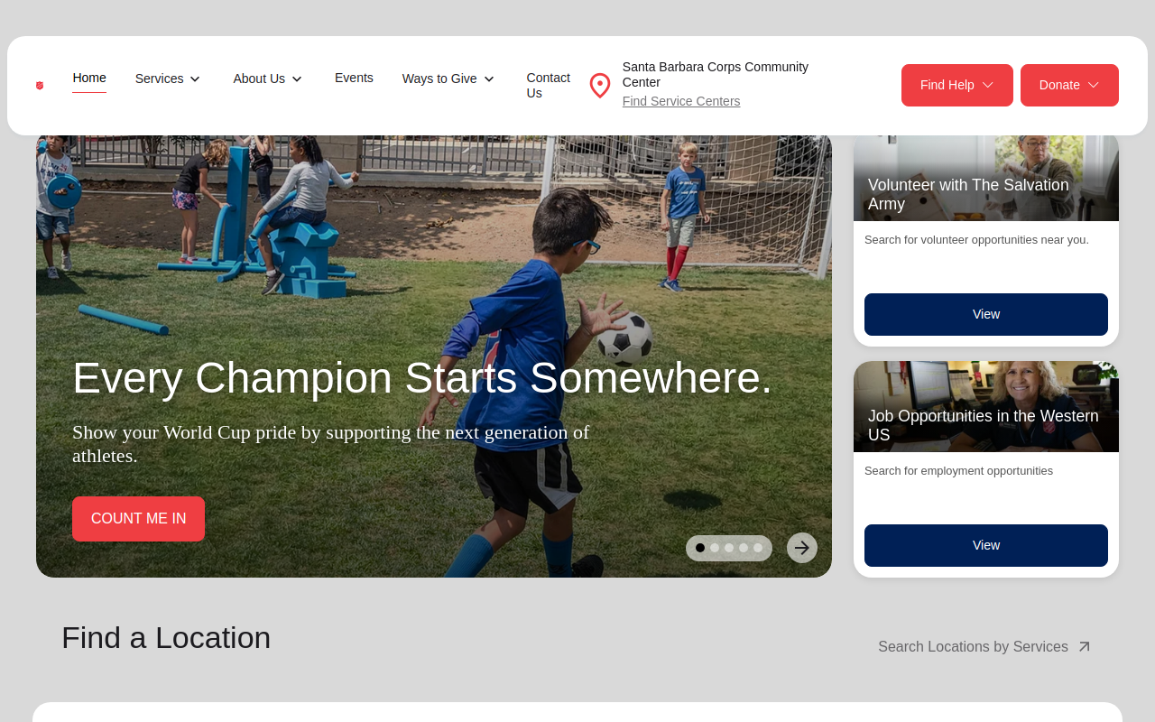 The Salvation Army website preview