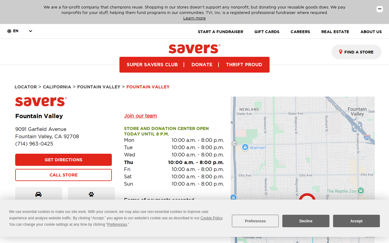 Savers website preview