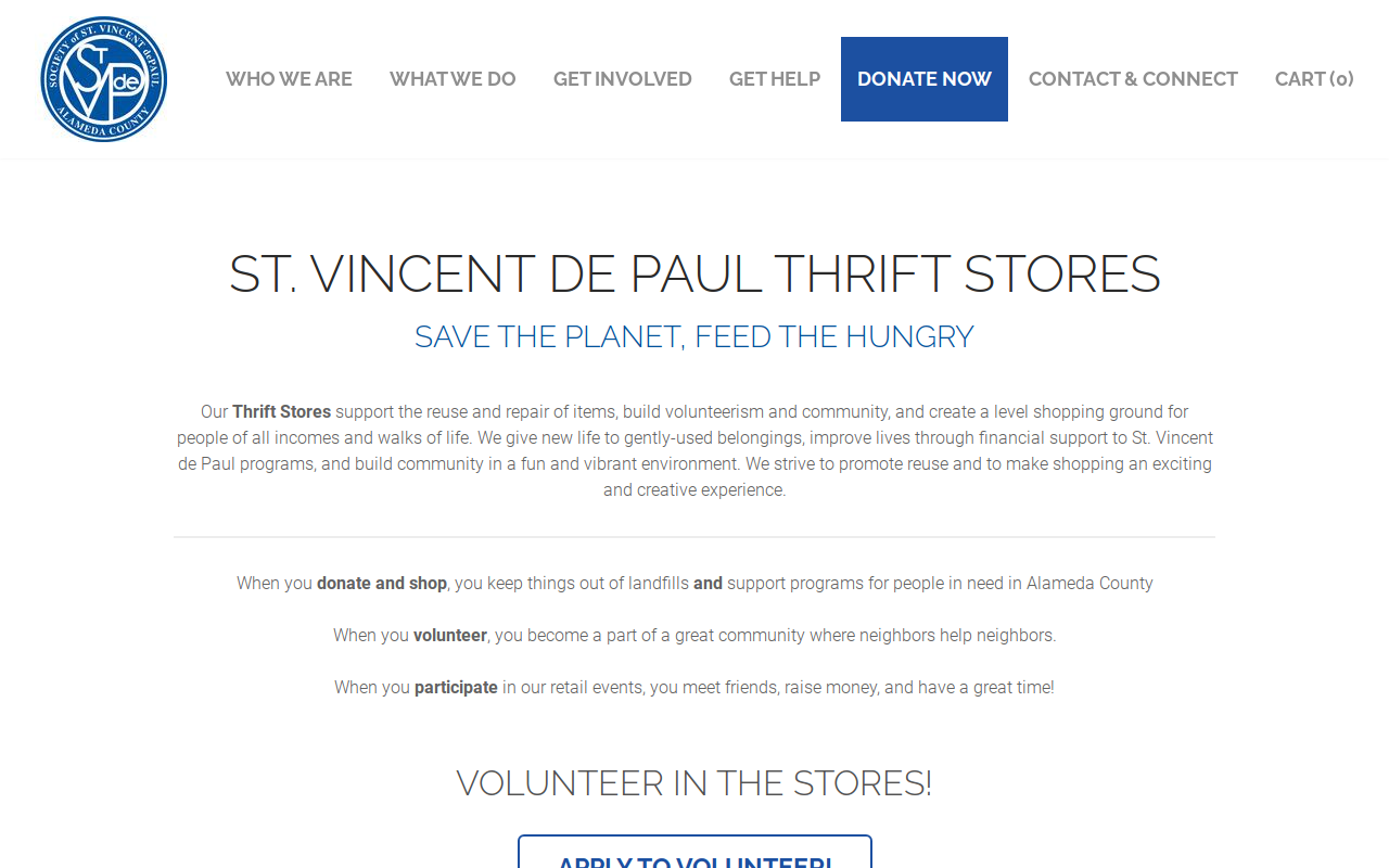 Saint Vincent de Paul Thrift Store website preview