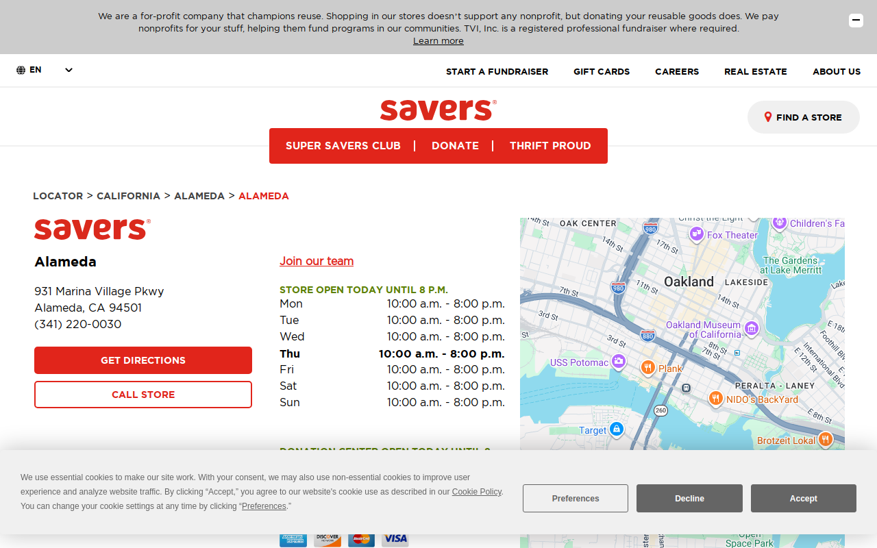 Savers website preview