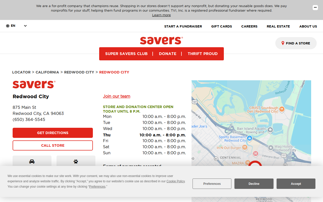 Savers website preview