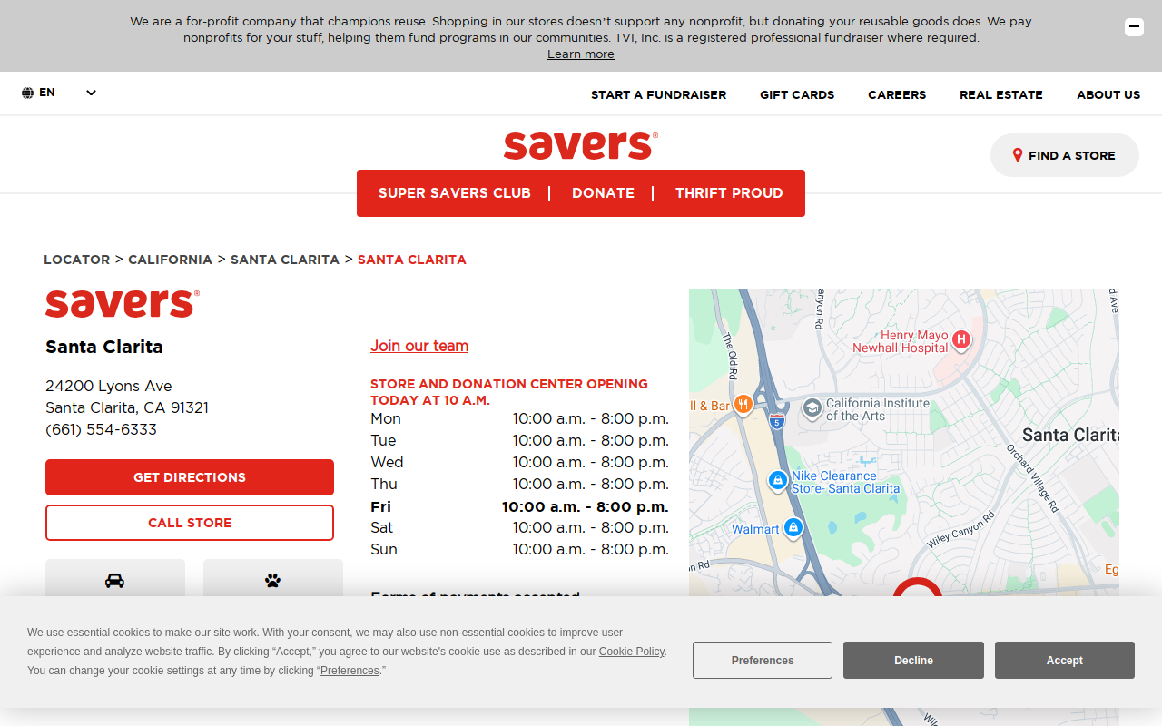 Savers website preview