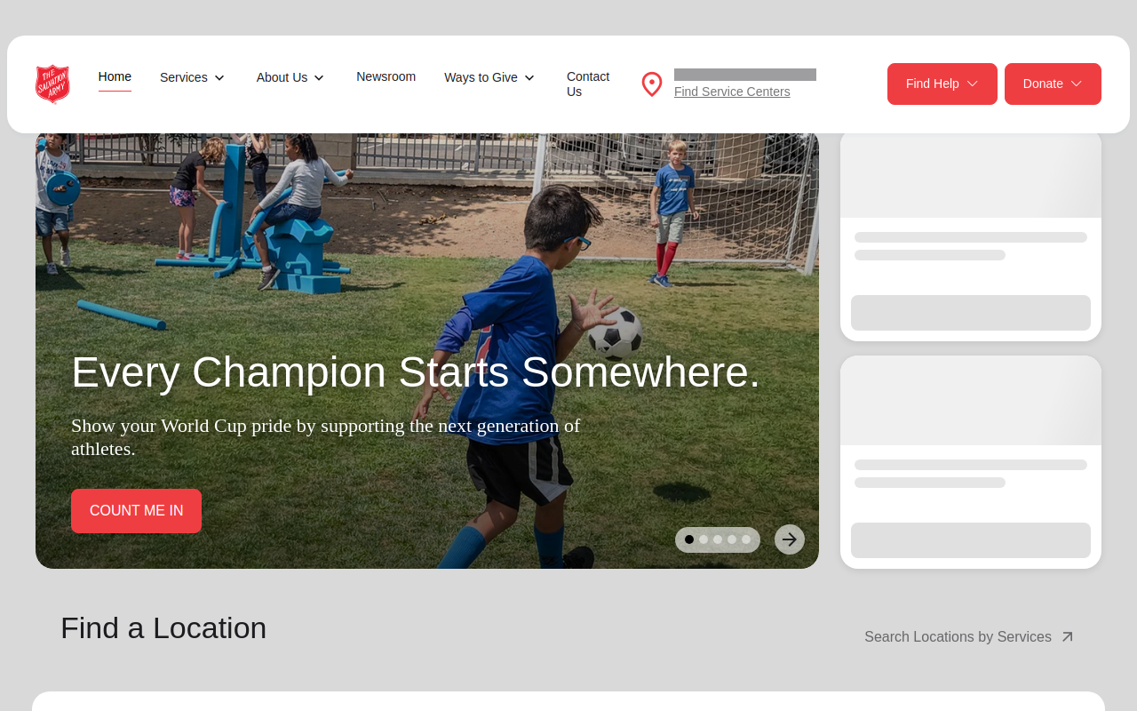 The Salvation Army website preview