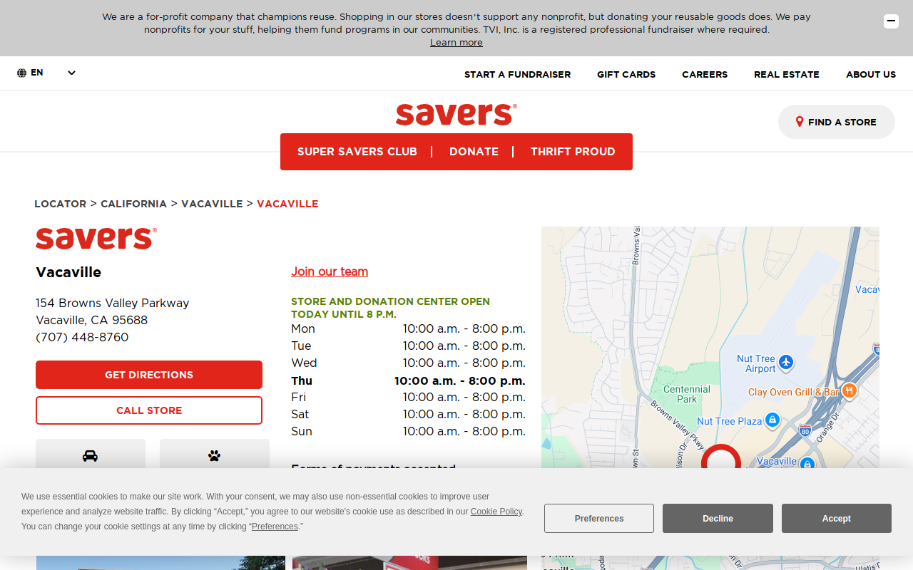 Savers website preview