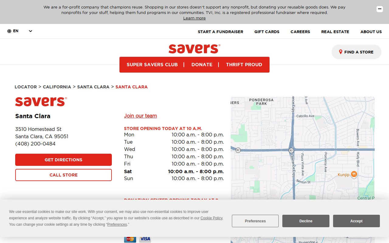 Savers website preview