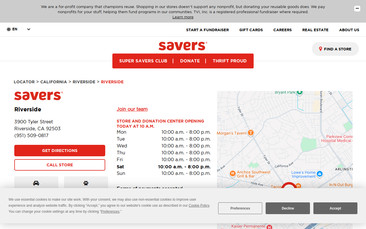 Savers website preview