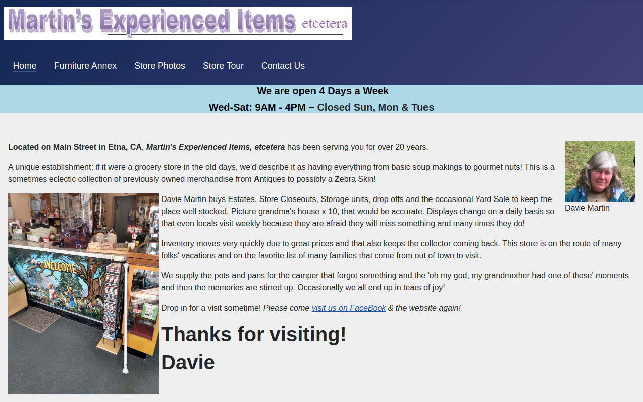 Martin's Experienced Items etcetera..... Furniture Annex website preview