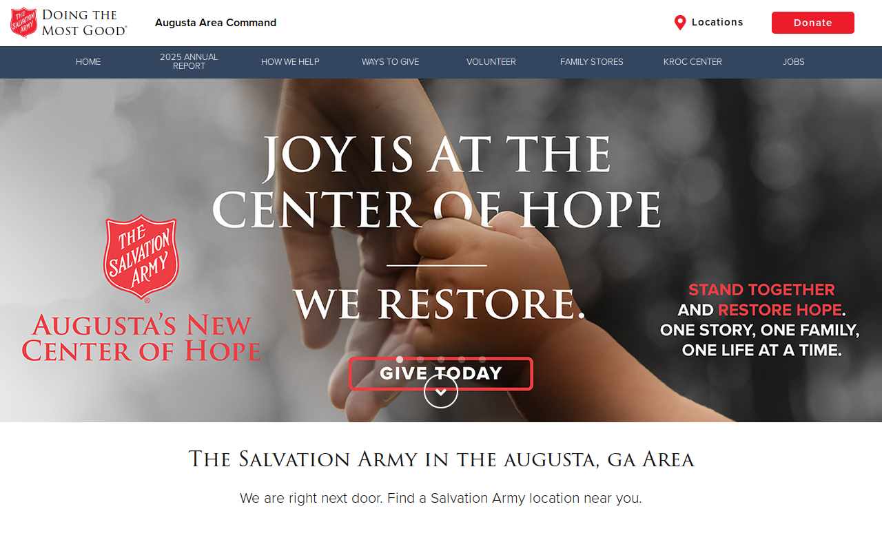 The Salvation Army website preview