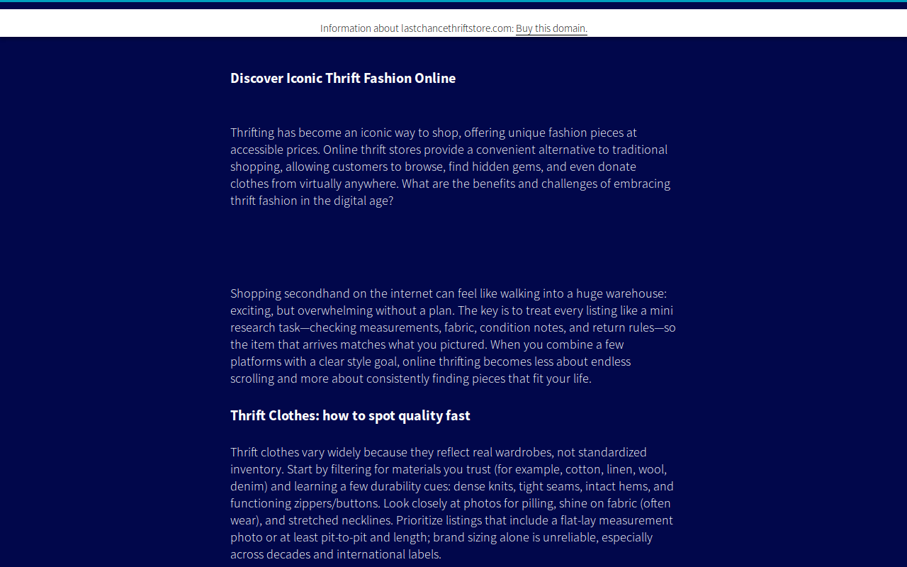 Last Chance (Thrift Store) website preview