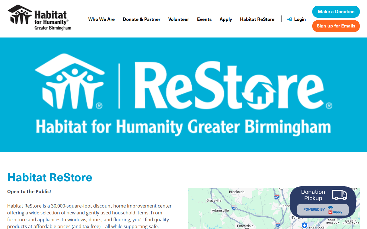 Habitat for Humanity ReStore website preview