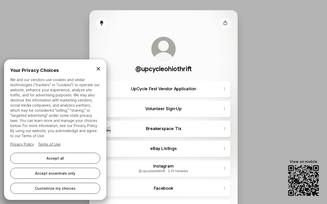 Upcycle Ohio Thrift Store website preview